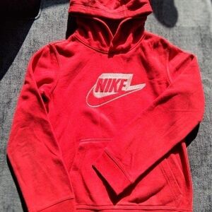 Nike Boys Embroidered Red Hoodie